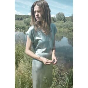 RAQUEL ALLEGRA Dip-Dyed Ombre Satin Midi Pocket Dante Dress Shopbop 0 XS $450